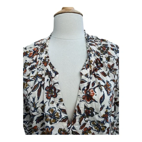 Faherty Portia Linen Blend Blouse Size XL Relaxed Fit Elevated Casual Style - Picture 3 of 11